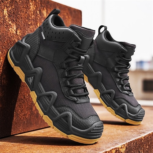 Beige High-Top-Sportschuhe für Herren – robuste taktische Wanderstiefel für Outdoor-Abenteuer Image