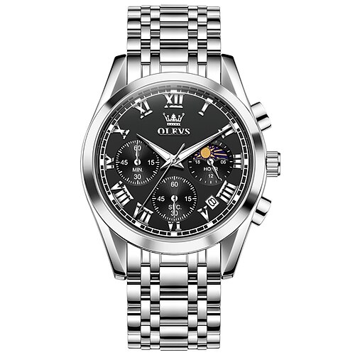 Olevs 2871 Herrenuhr Original Kalender Mondphase 30m wasserdicht Edelstahl Quarzuhr Image