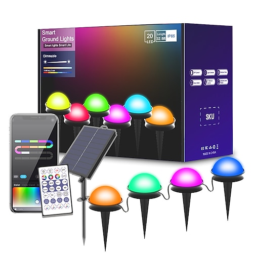 LED Smart Licht Solar Außen Boden Stecklicht IP68 wasserdicht 5050 LED Perlen RGB Regenbogen Licht Schnur für Innenhof Garten Rasen Festival Hochzeitsfeier Atmosphäre Dekoration Image