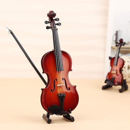 spielbare kleine Geigenfigur, handgefertigtes Miniatur-Geigenmodell-Ornament, Mini-Musikinstrument, Weihnachtsgeschenk für Musikschullehrer, Abschlussfeier, Büro- oder Firmen-Souvenir-Dekoration Image