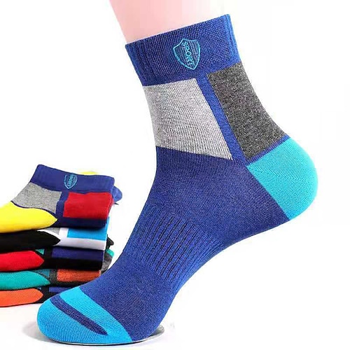 Herren 5 Paare Mehrfachpackungen Socken Laufsocken Freizeitsocken Regenbogen Multi Color Farbe Farbblock Urlaub Sport Outdoor Täglich Basic Mittel Frühling Herbst Mode Lässig Image