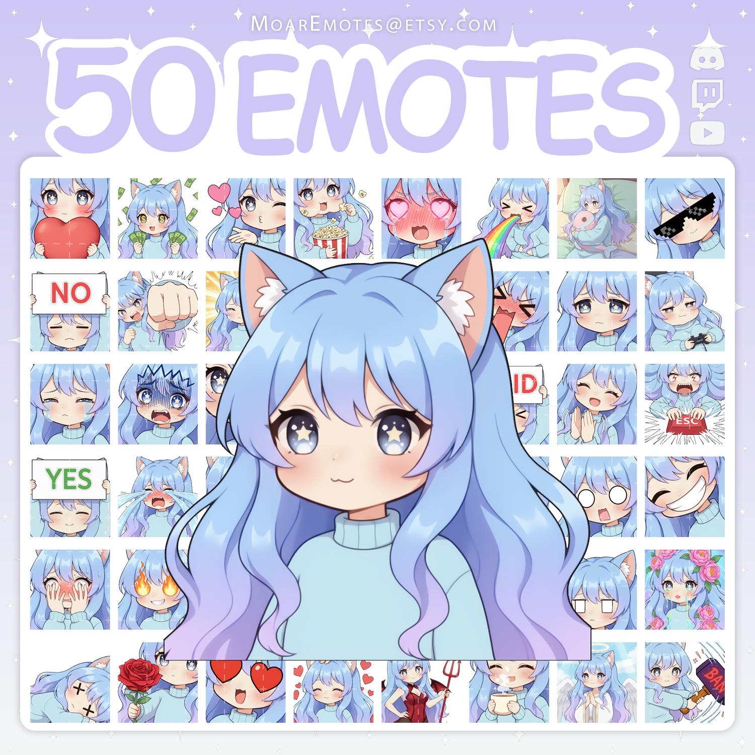 Emote di Twitch, Emote di Ragazza Gatto, Emote di Discord, Emote Carine, Emote Chibi, Emote di Ragazza, Pacchetto Emote, Emote di Kemonomimi, Emote Ca