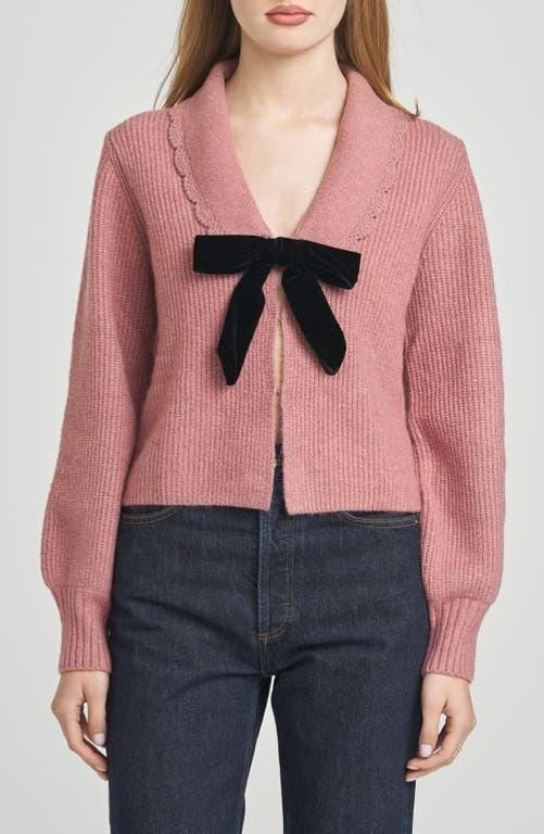 Sloane Bow Cardigan - Blue - Wayf Knitwear