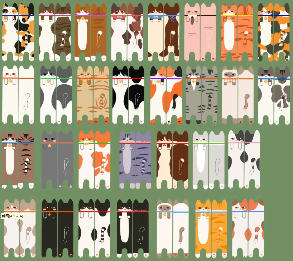 30PCS Cartoon Serie Künstlerische Katze Kreative Lesezeichen Ins Stil Minimalistischen Handbuch doppelseitig Gedruckt Papier Lesezeichen Image