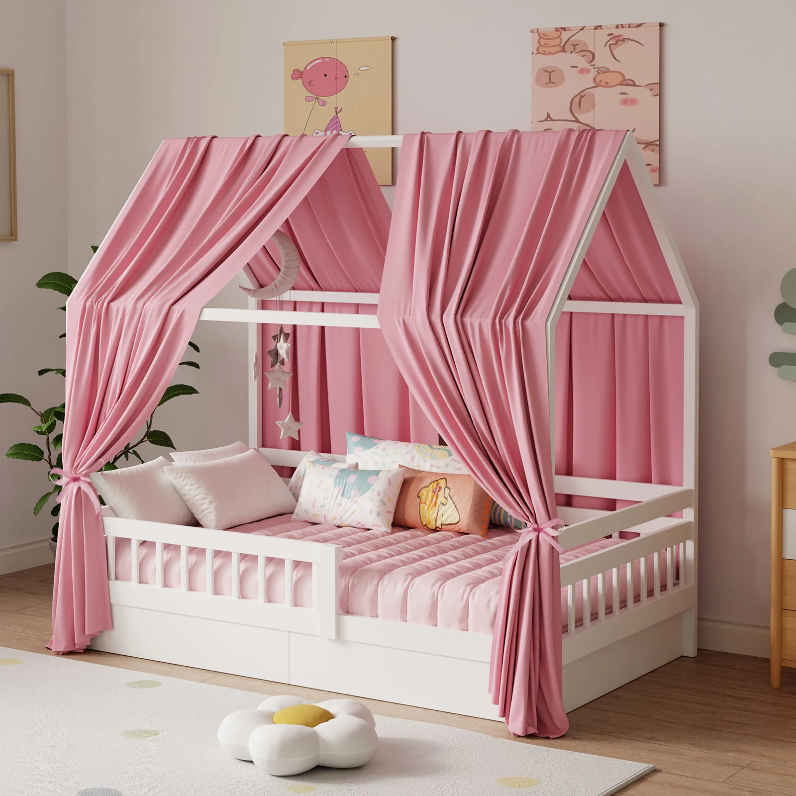 Bunk Bed Canopy 1/2-Piece Muslin Bunk Bed Canopy, Fabric Canopy for Bunk Beds Suitable for Bed Canopy, Bedroom Decoration