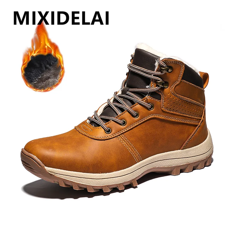 Super Warme Männer Winter Stiefel Große Größe Männer Stiefel Pelz Plüsch Schnee Stiefel Wasserdichte Winter Schuhe Für Männer High Top Outdoor Stiefel schuhe