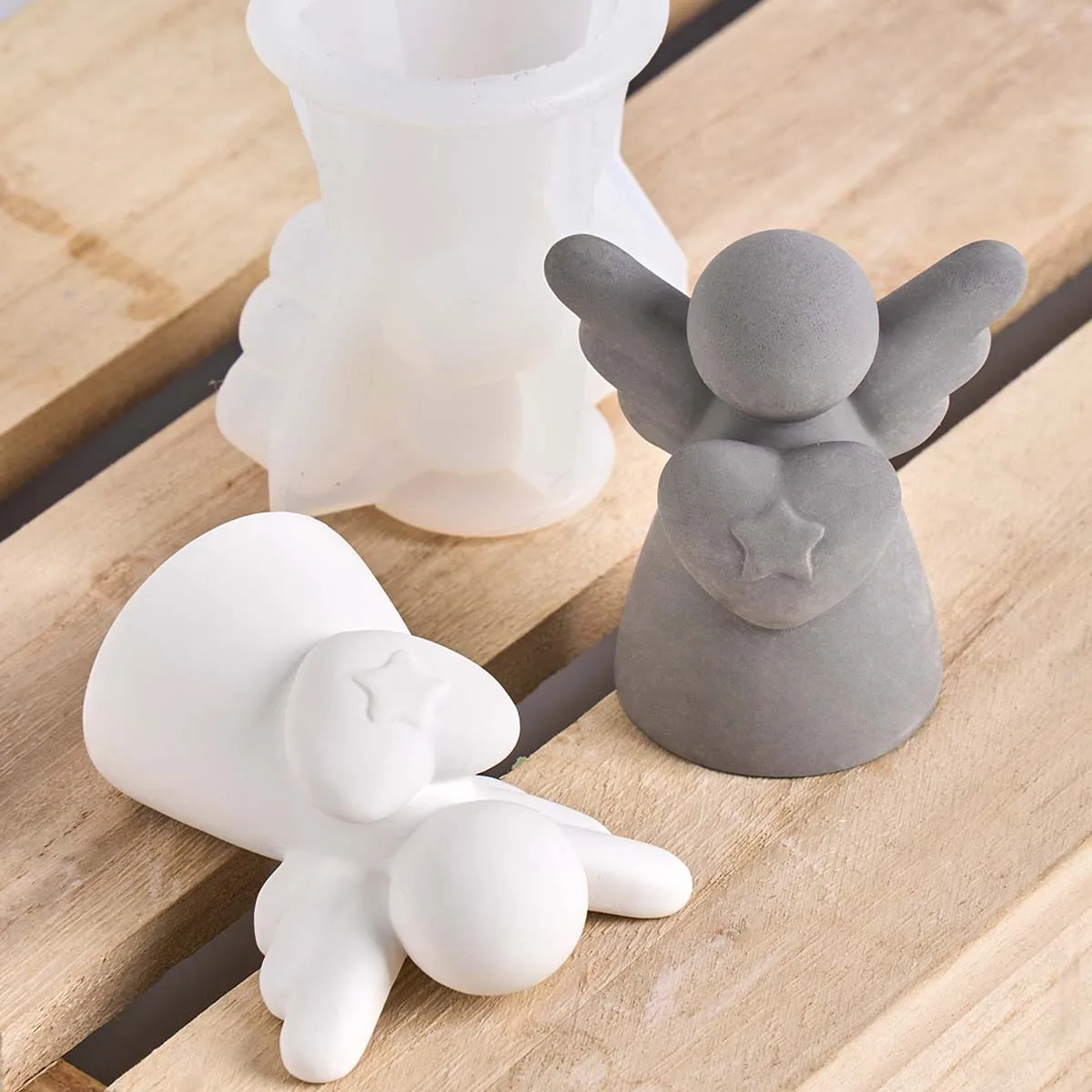 Nette Liebe Engel Silikon Kerze Form DIY Herz Flügel Mädchen Figur Ornament, Der Gips Harz Handwerk Casting Formen Wohnkultur Image