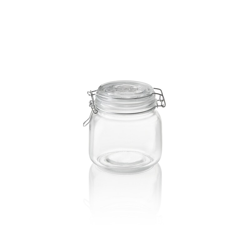 20x Vorratsglas, 0,65 ltr., Ø 9 cm, Höhe 12 cm, Glas, Edelstahl, Silikon Image