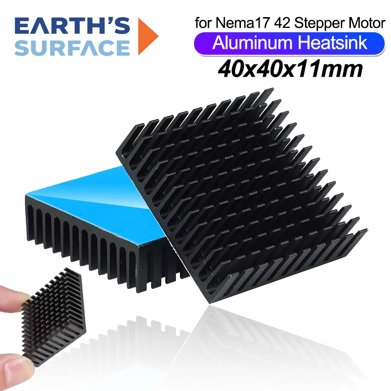 3D-Druckerteil Aluminium-Kühlkörper für Nema17 42 Schrittmotor Ender3 Kühlung Kühlkörper Kühler 40 x 40 x 11 mm mit selbstklebender Rückseite Image
