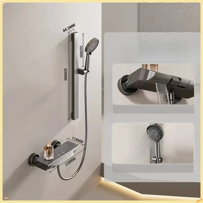 Raum Aluminium Einfache Badezimmer Dusche System Wand Badezimmer Dusche Wasserhahn Set Regen Druck Heiß Kalt Dusche Set