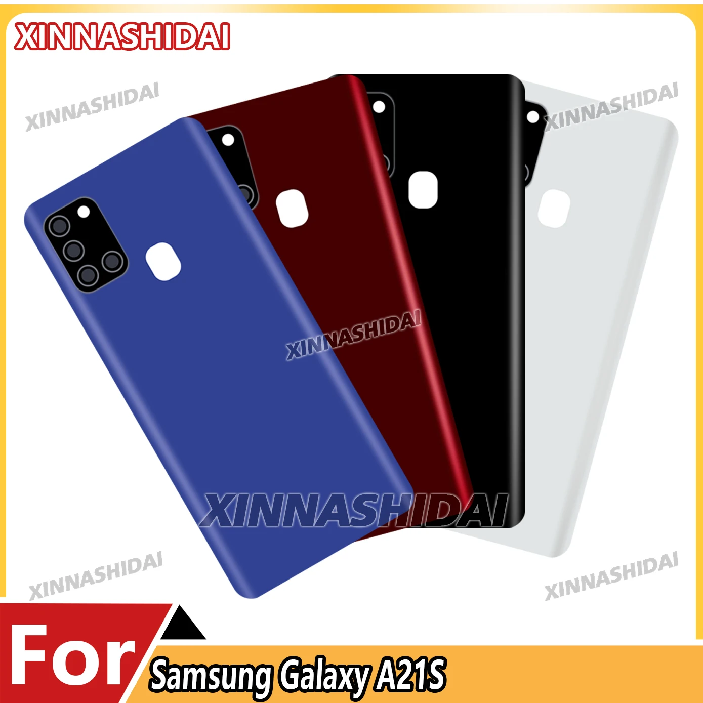 Für Samsung Galaxy A21s Gehäuse Mittleren Rahmen Chassis Batterie Zurück Abdeckung shell Deckel Fall Hinten Zurück Panel kamera Glas Sim-slot Image