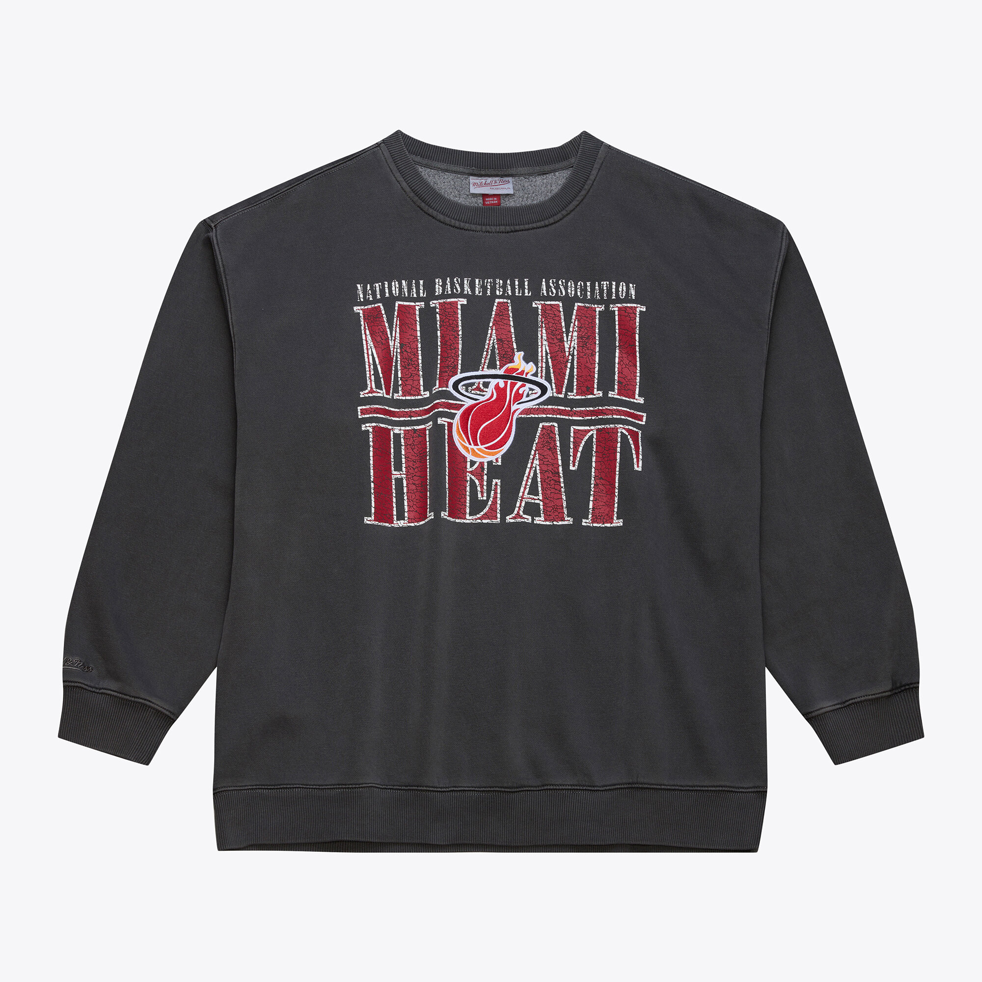 Miami Heat Mitchell & Ness Downtown Fleece Vintage Crew – Herren Image