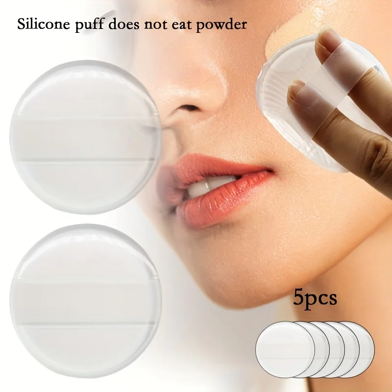 5 Stück transparente Silikon-Make-up-Puffs, hypoallergene Beauty-Mixer für empfindliche hellbeige, nasse/trockene Kosmetik