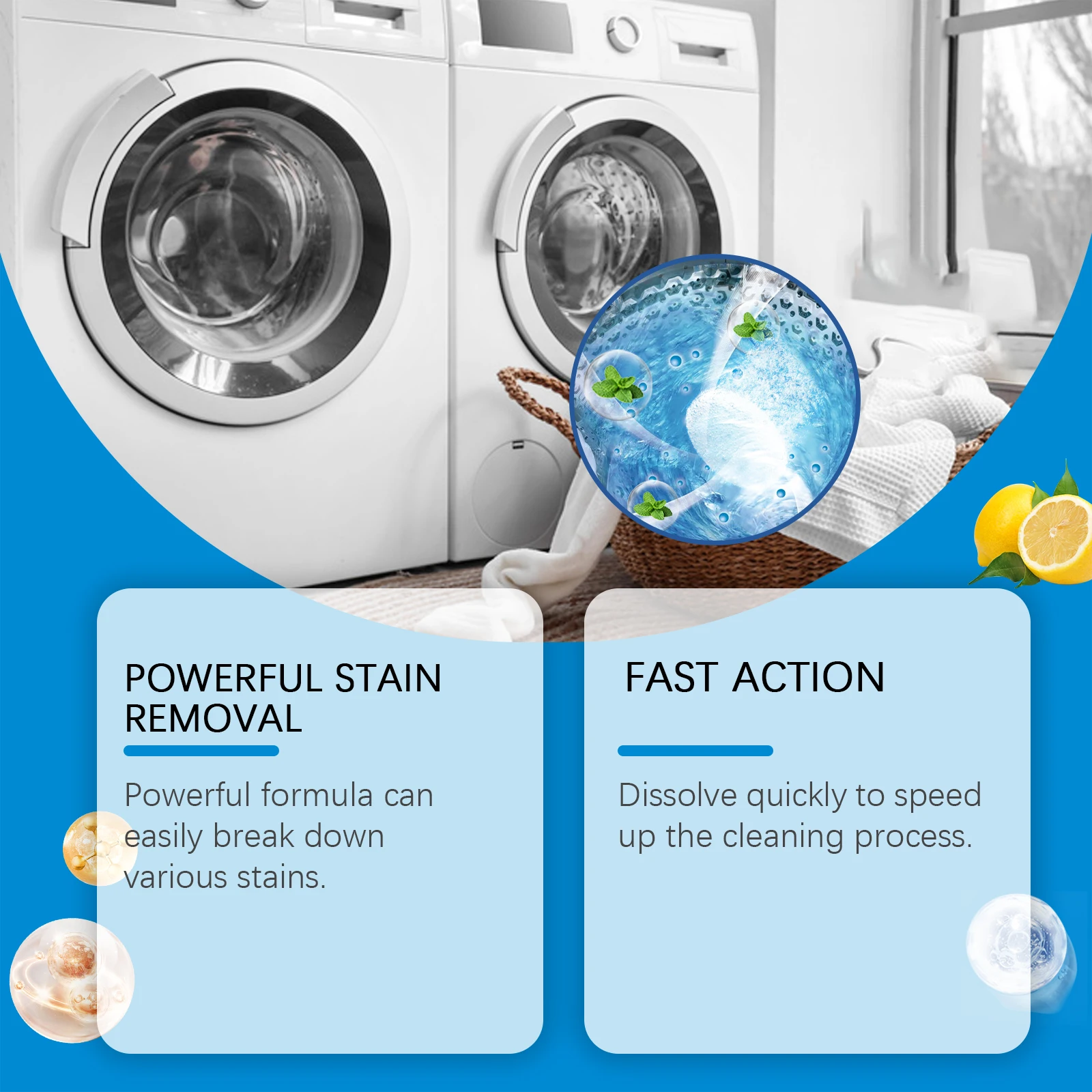 JAYSUING Washing Machine Cleaning Effervescent Tablets 20pcs Washer Machine Cleaner Tablets Clean Stubborn Dirt Eliminates Odors