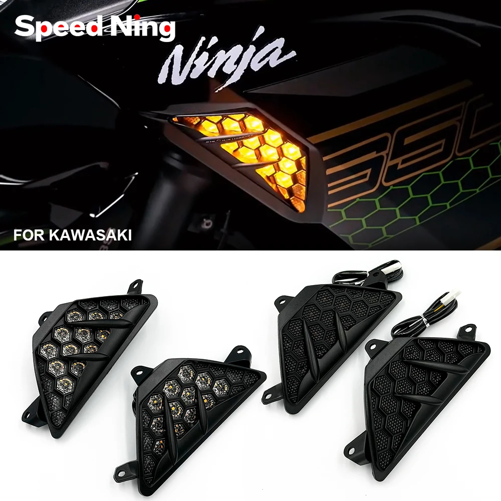 Anteriore LED Indicatori di direzione Per KAWASAKI NINJA 250 300 400 650 1000SX ZX6R ZX25R Z1000SX ER6F Lampada Del Motociclo Lampeggiante Indicatore luminoso