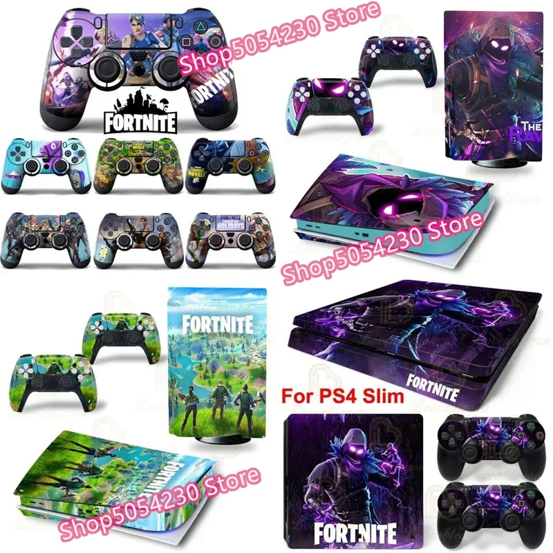 Fashion FORTNITE Console Stickers for SONY PS4 PS5 Battle Royale Full Body Skin Decals for PlayStation 4 Controller Gamepad