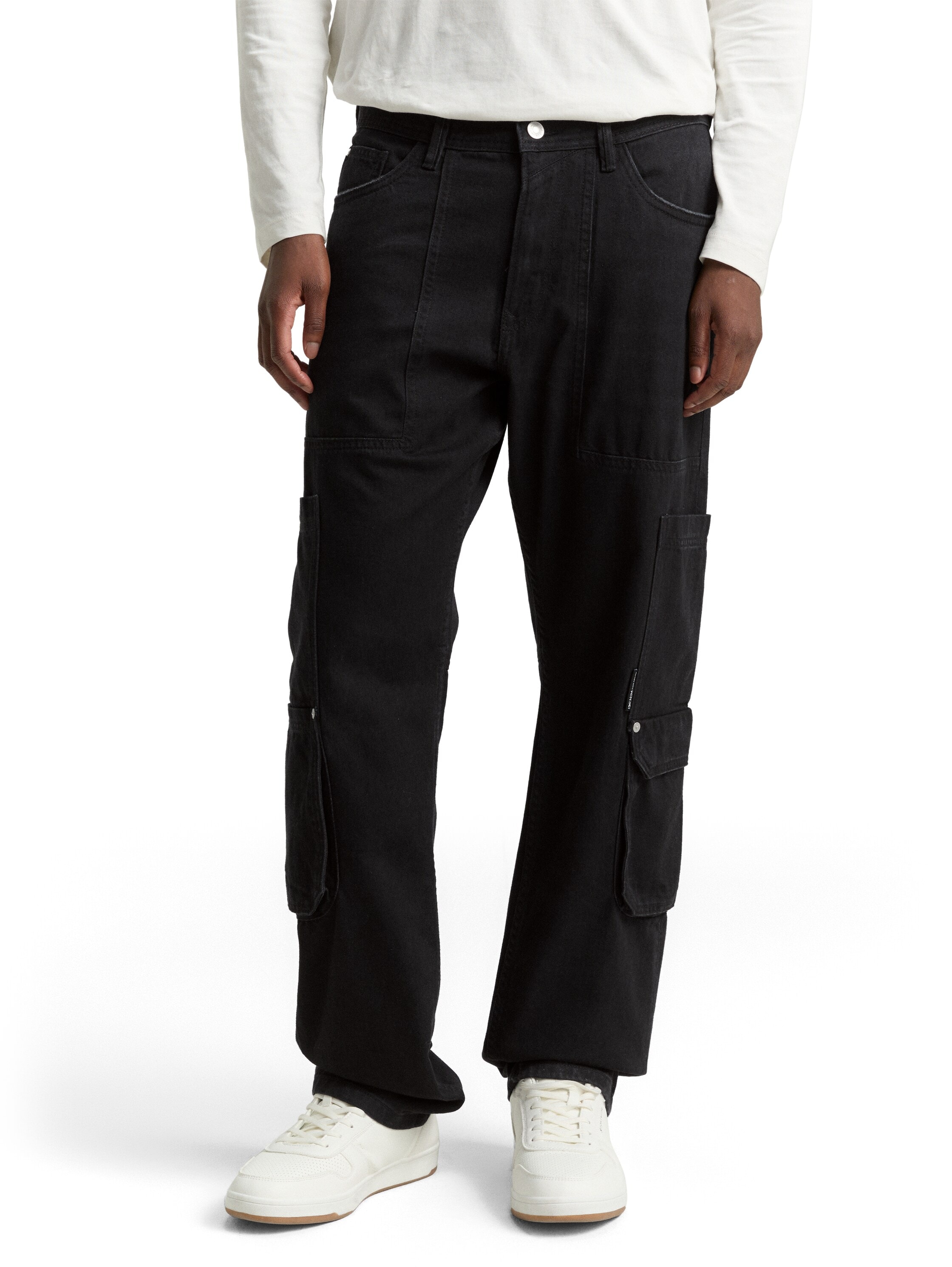 Relax-fit-Jeans TOM TAILOR DENIM, Herren, Gr. 30, Länge 32, schwarz stone schwarz schwarz denim, Denim/Jeans, Obermaterial: 100% Baumwolle. Futter: 65% Polyester, 35% Baumwolle, unifarben, relaxed fit knöchellang, Jeans, mit Taschen