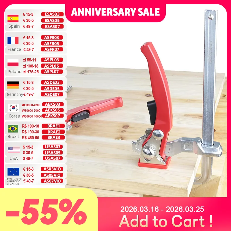 ALLSOME 2 morsetti da tavolo a cricchetto, morsetti per sega a sgancio rapido, morsetto per binario di guida per tavolo MFT e sistema di binario di guida