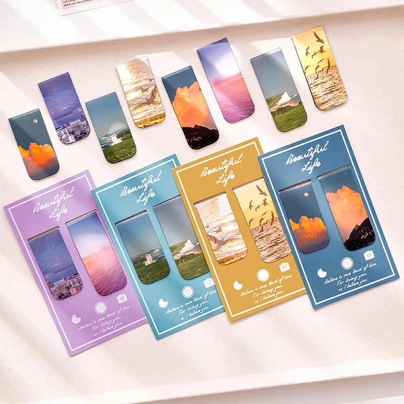2 Teile/satz Kreative Scenic Magnetische Lesezeichen Student Dekorative Buch Halter Lesen Zubehör Student Schule Home Office Liefert Image
