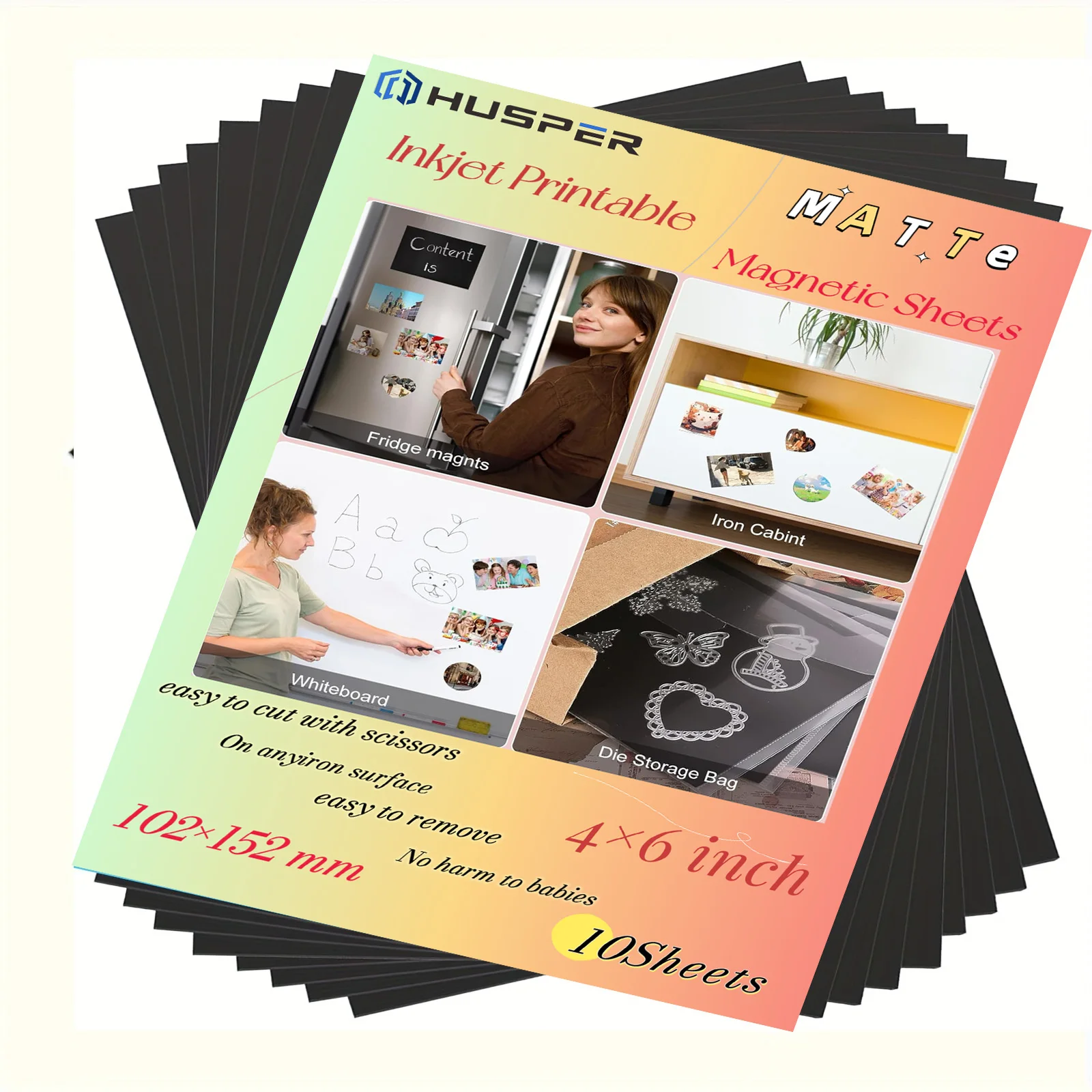 HUSPER 4R 10 Blatt mattes bedruckbares Magnetpapier 10,2 x 15,2 cm für Tintenstrahldrucker Magnetpapier Image