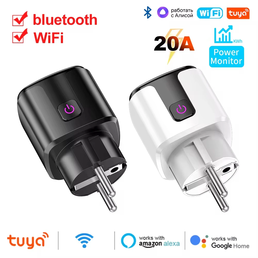 Smart Plug Tuya Smart Steckdose EU 20A WiFi Voice Control Yandex Alice Alexa Google Home Für Tuya Smart Leben APP power Metering Image