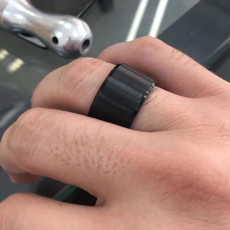 Männer Ring 15mm Extra Breite Rohr Schwarz Edelstahl Chunky Band Zigarre Ringe Männlichen Schmuck Herren Zubehör Image