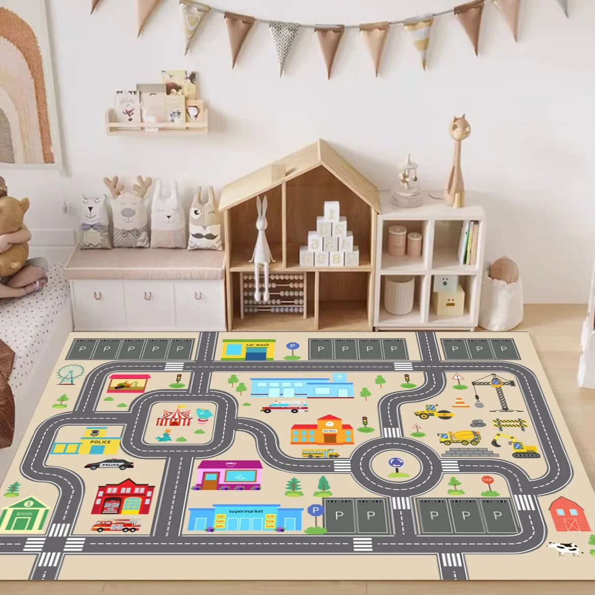 Cartoon Auto Track Krabbeln Teppich Anti Rutsch und Verschleiß Beständig Baby Spielen Matte Pädagogische Verkehrs Straße Pad Hause Dekoration Teppich