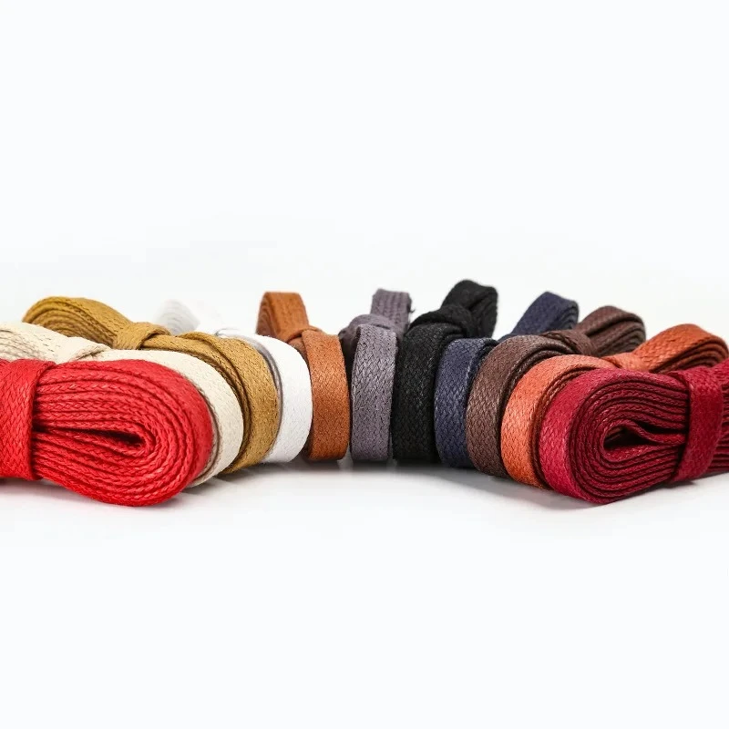 Flache Unisex-Schnürsenkel aus gewachster Baumwolle, wasserdichte Schnürsenkel, flache Lederschnürsenkel, lässige Turnschuhe, 0,8 cm Breite, Schnürsenkel für Männer und Frauen Image