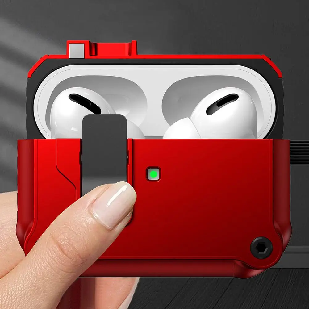 Sicherheitsschloss-Abdeckung für AirPods Pro 3 2025, Hülle für AirPods Pro3 Pro 4. Generation 2025, stoßfeste PC-Kopfhörer- Fundas mit Haken Image