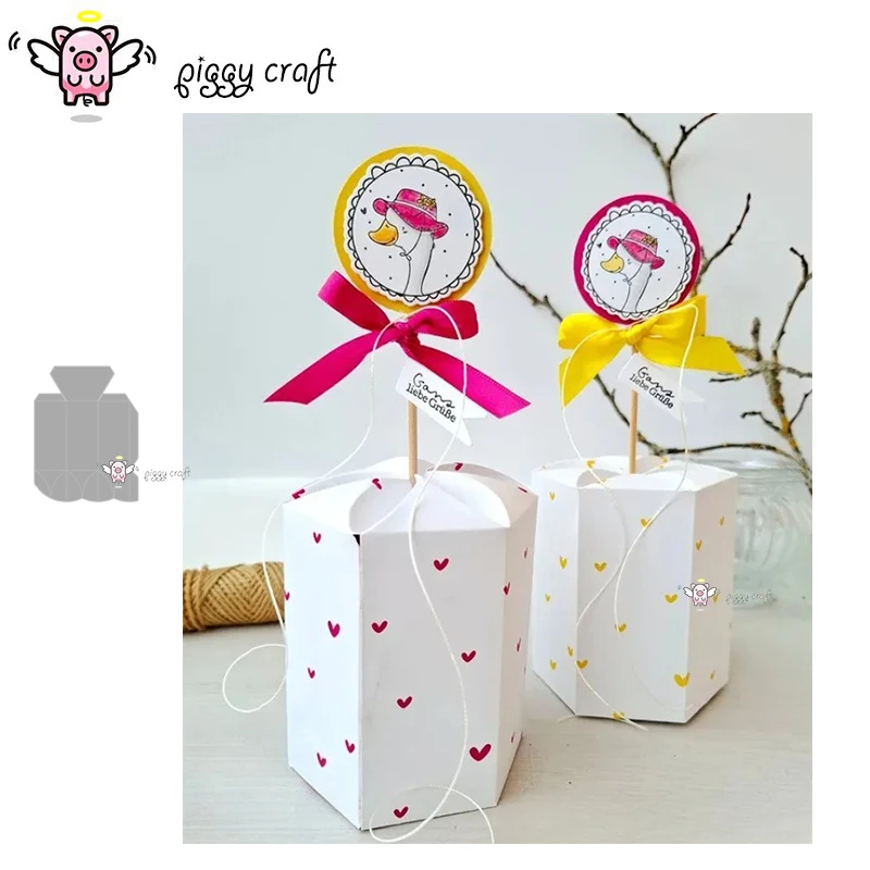 Piggy Craft Metall-Stanzformen, geschnittene Matrizenform, 3D-Faltbox, Scrapbook-Papier, Basteln, Messerform, Klingenstanzer, Schablonen Image