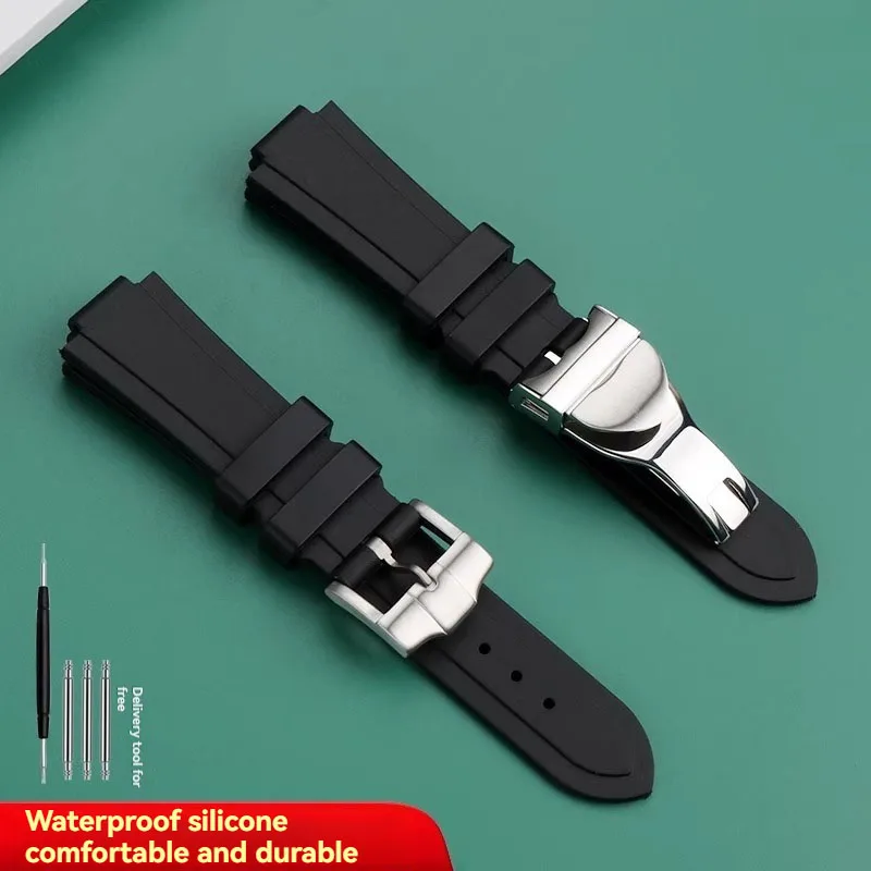 Für Tudor Pelagos Tomahawk Serie 25500 25600 Silikon-Uhrenarmband, weich, 22 x 12 mm, konvexe Schnittstelle, wasserdichtes Gummiarmband für Herren Image