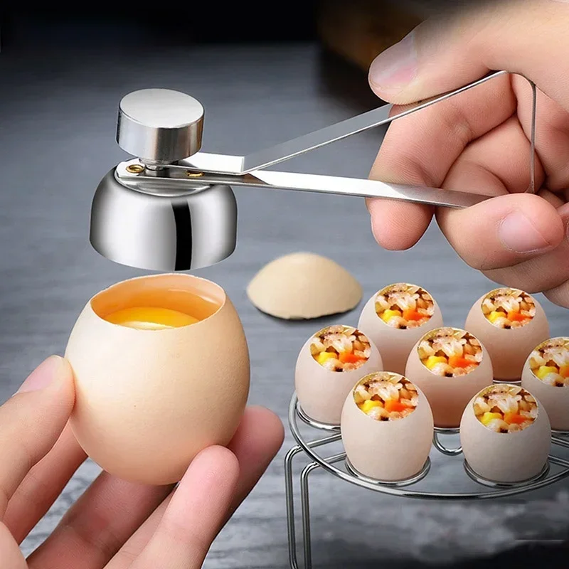 Stainless Steel Egg Cutter Topper Metal Egg Scissors Boiled Raw Egg Opener - Creative Kitchen Gadget Cool Tool fies Cool Gadgets