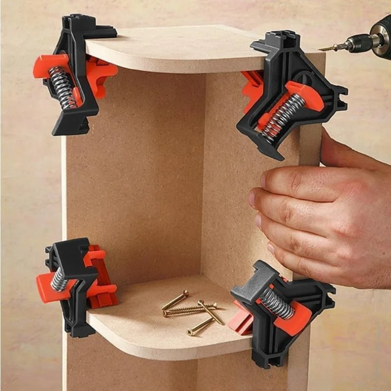 4pcs Woodworking Right Angle Clip 90° Fixer Photo Frame Clip Picture Frame Clip Home Tools Woodworking Quick Clips Angle-Clip