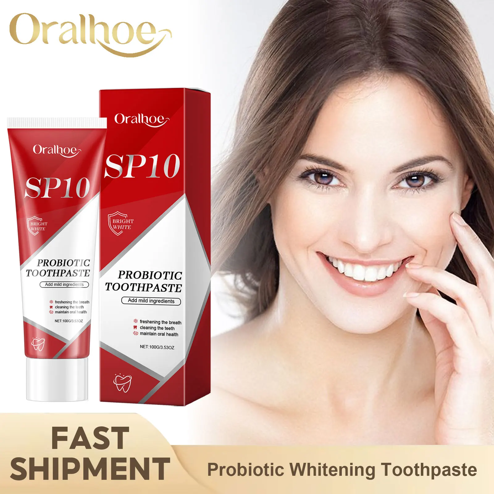 Probiotische Jasmin-Zahnpasta aufhellen, saubere Plaque-Flecken, Mundhygiene, frischer Atem, verbessert gelbe Zähne, Zahnaufhellungsprodukt Image