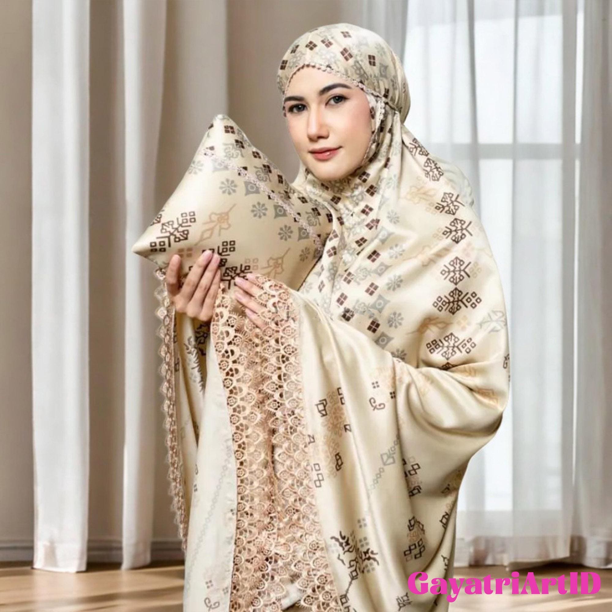 Mukena in pizzo 2 in 1 per adulti in seta serie Hawa, abito da preghiera musulmano, preghiera musulmana, abito da preghiera, abiti da preghiera musulm