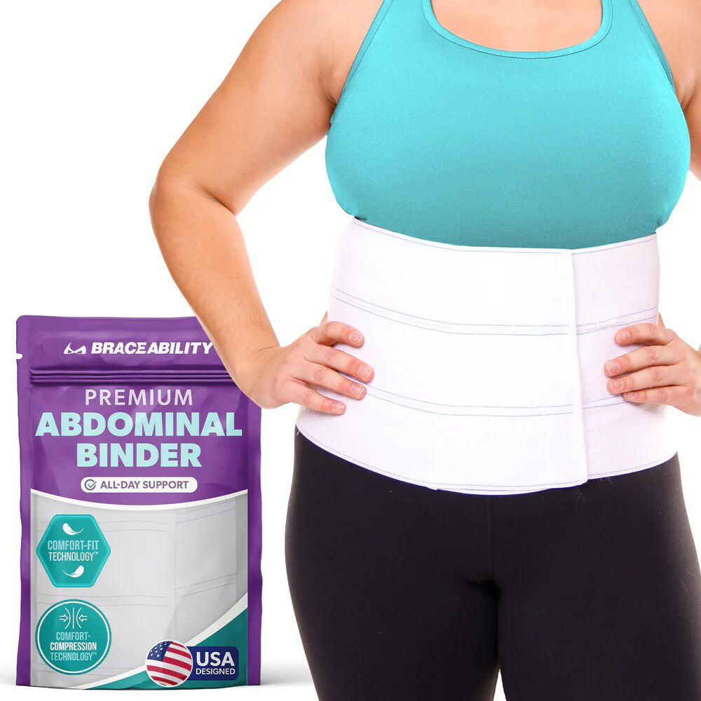 Men's Big & Tall Bariatric Surgery Abdominal Binder 9 Inch by BraceAbility in White (Size XL)