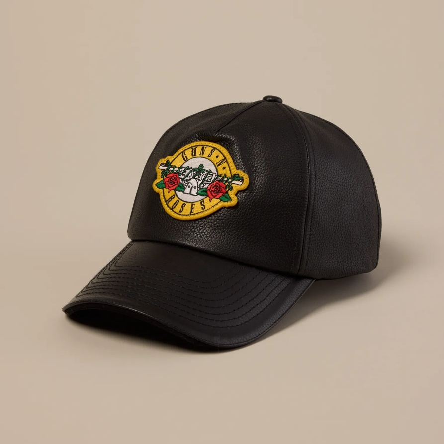 Lucky Brand Guns N Roses Leather Baseball Hat in Black
