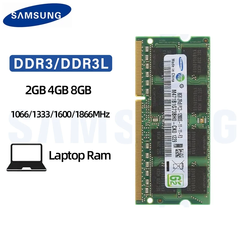 Samsung Laptop Ram DDR3 DDR3L 2 GB 4 GB 8 GB 1066 1333 1600 1866 MHz SO-DIMM PC3-12800 PC3L-12800 Dual Channel Notebook Memoria RAM Image