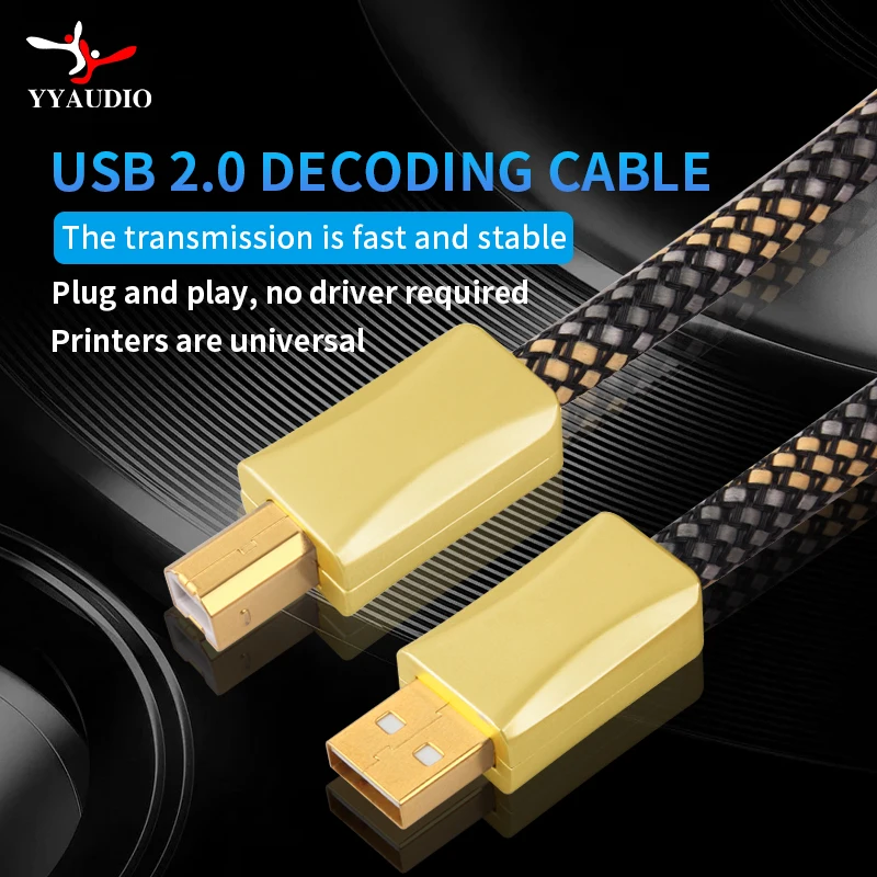 YYAUDIO High-Fidelity 6N OFC USB 3.0 Kabel Audio Lautsprecher Typ-A auf B Stecker Kompatibel mit DAC Soundkarte Drucker Universal Image