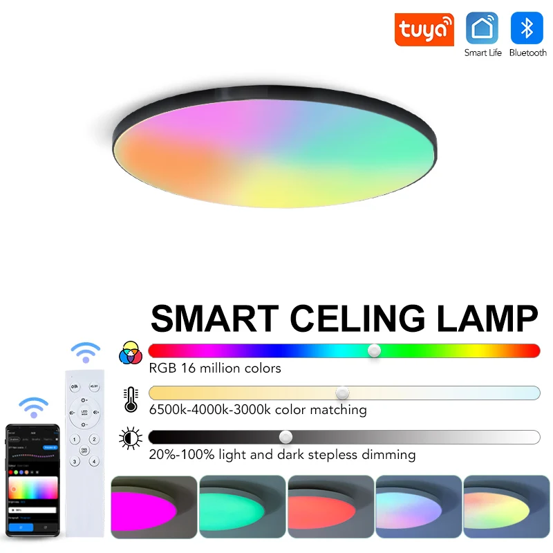 Tuya RGB Decke Lampe Mit Fernbedienung Dimmbare 30W 36W Moderne Led Smart Decke Lichter Schlafzimmer Wohnzimmer hause Dekoration