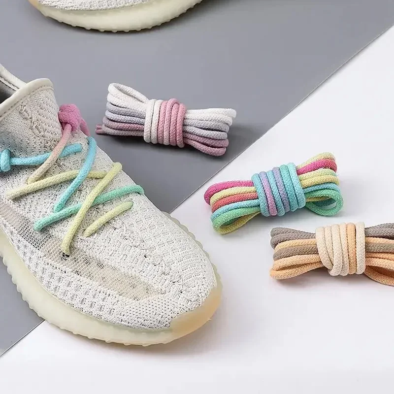 Runde Schnürsenkel aus Leinen und Baumwolle, Gummiband für Schuhe für Turnschuhe, bunte Schnürsenkel, Sport-Laufschuhe, Stiefel, Schnürsenkel, Zubehör Image