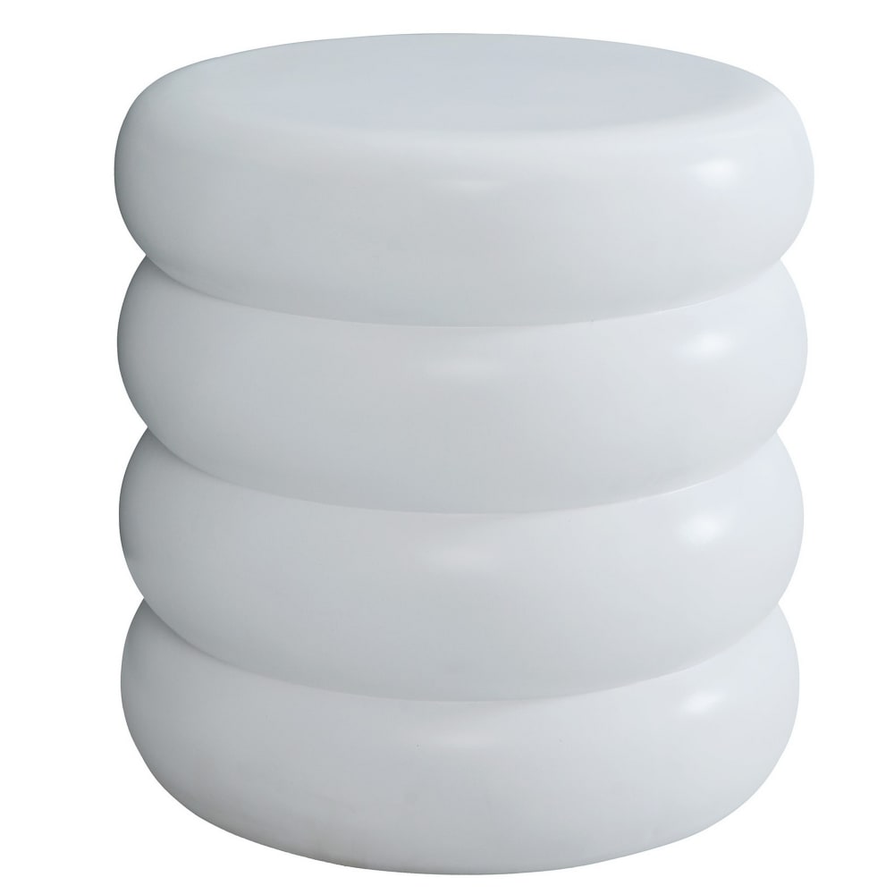 Table d'appoint bout de canapé intérieur extérieur en magnesite blanc