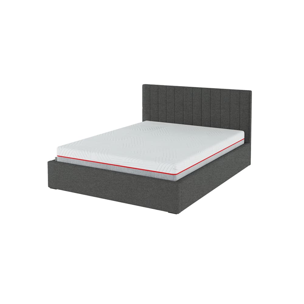 Lit coffre avec sommier à lattes rayures anthracite 160x200