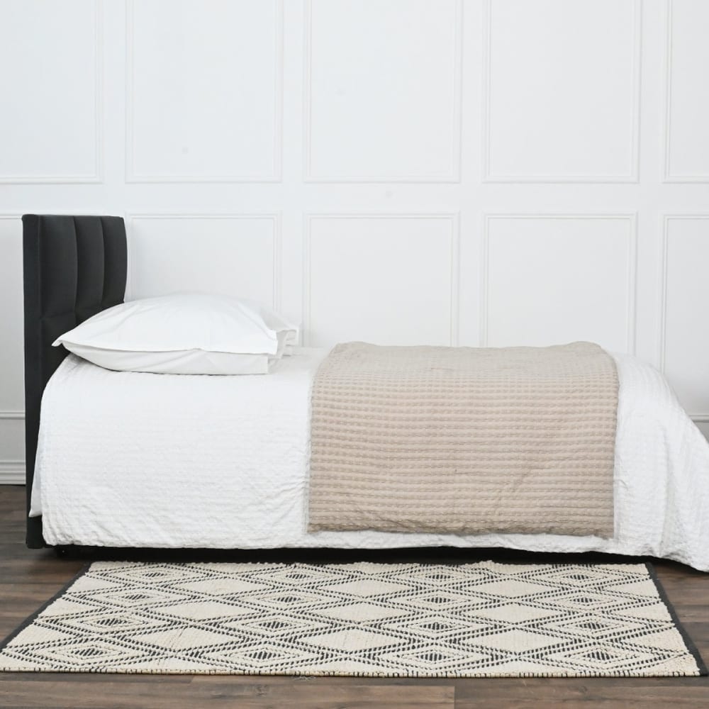 Chemin de lit en coton lavé sable 90x200 cm