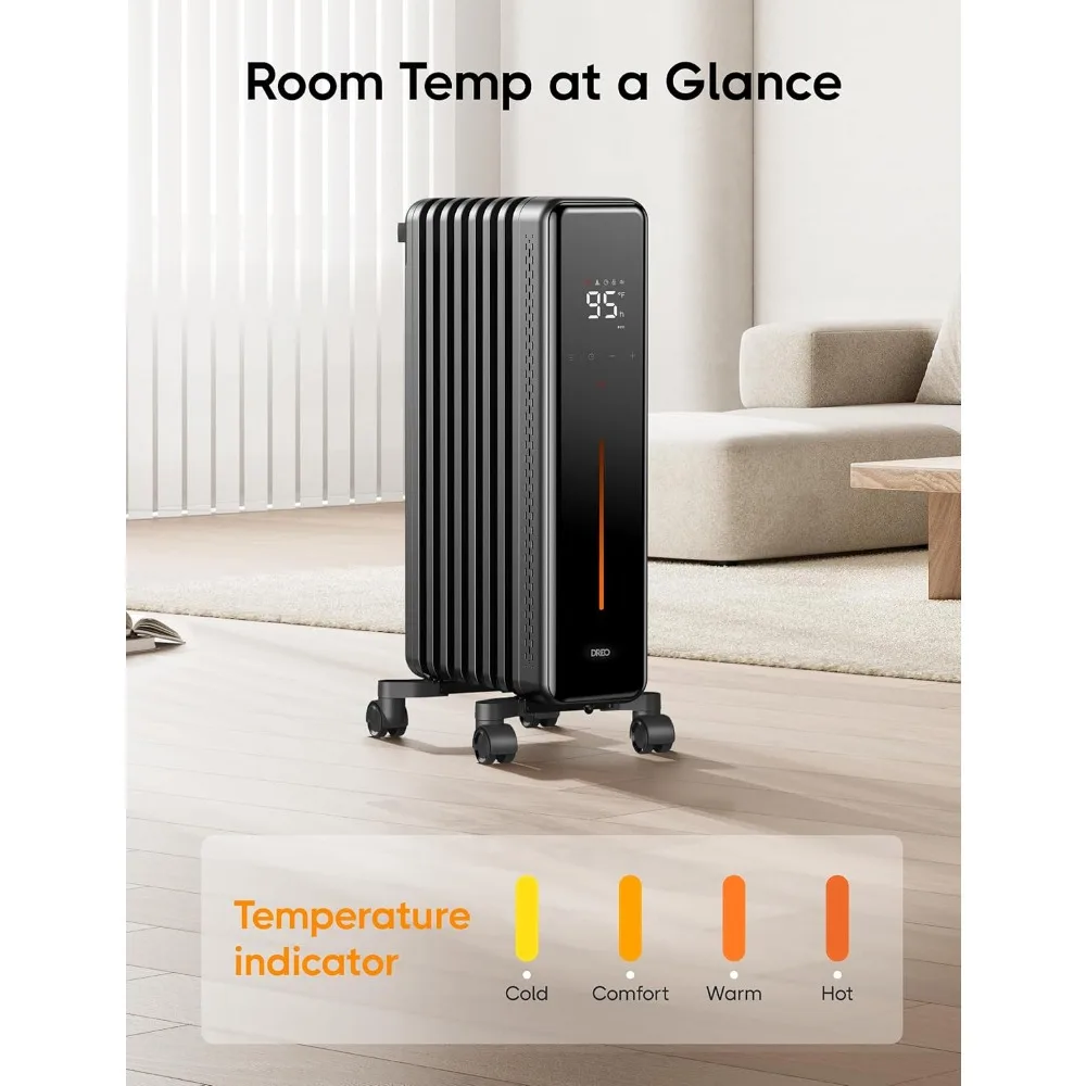Space Heaters/Radiator Heater,8Safety Protection Oil Filled Radiator Heater for Indoor Use,1500W Electric Heaters for Large Room
