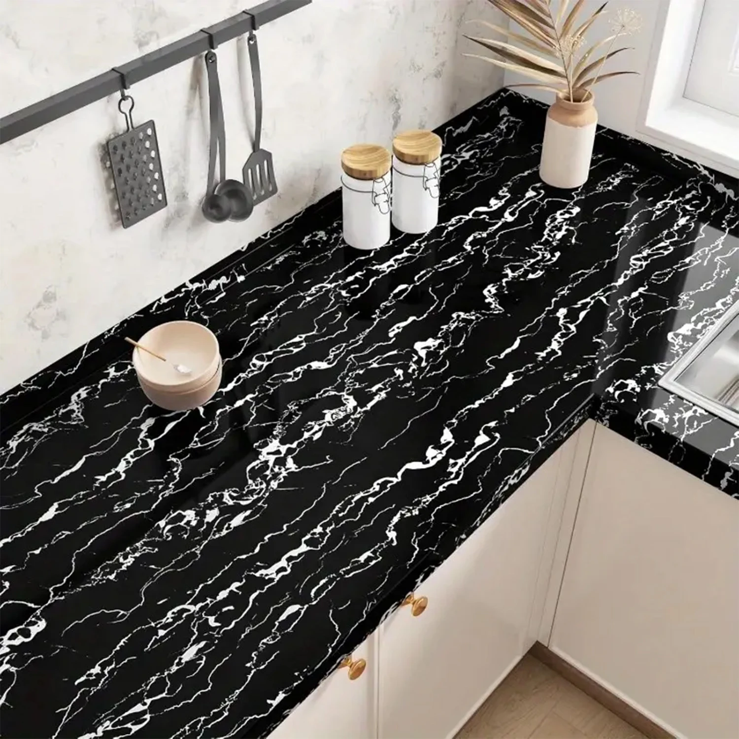 55 cm Marmor selbstklebende Tapete Vinyl Kontaktpapier PVC wasserdichte Wandaufkleber für Wohnzimmer Küche Home Decor Film ﻿ Image