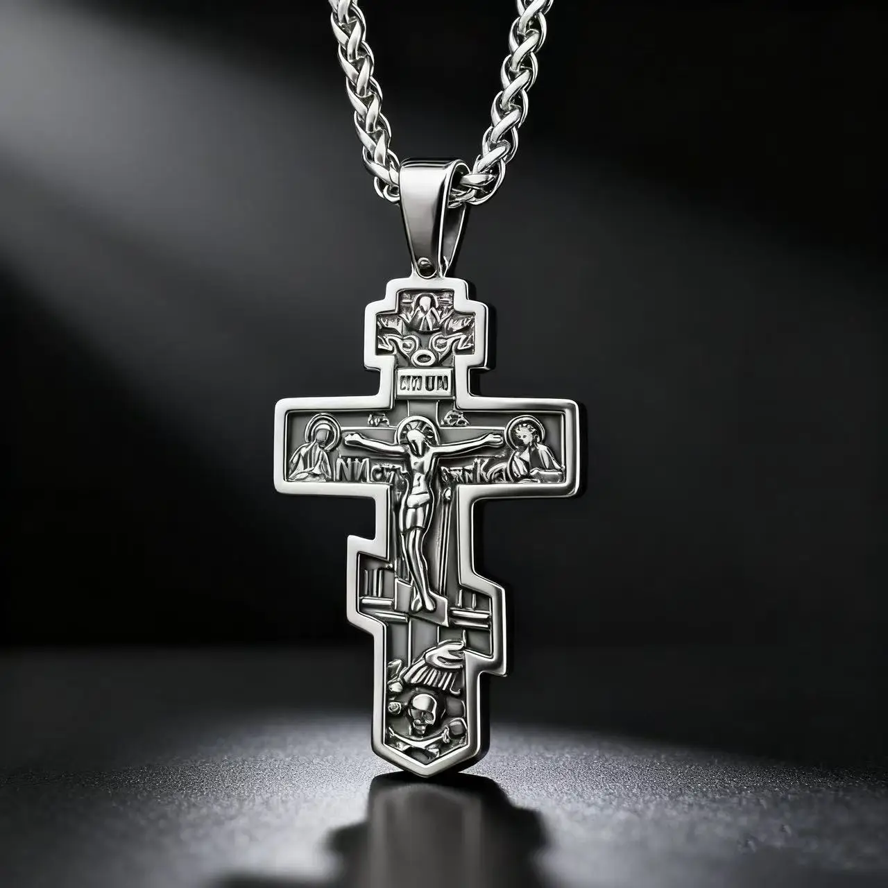 YQ 316L Edelstahl Orthodoxes Kreuz Jesus Anhänger Halskette Für Männer Schmuck Religiöse Vintage Zubehör Image