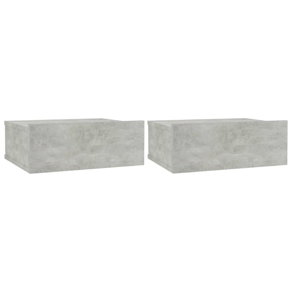 Lot de 2 tables de chevet murale effet beton gris 40x30x15 cm