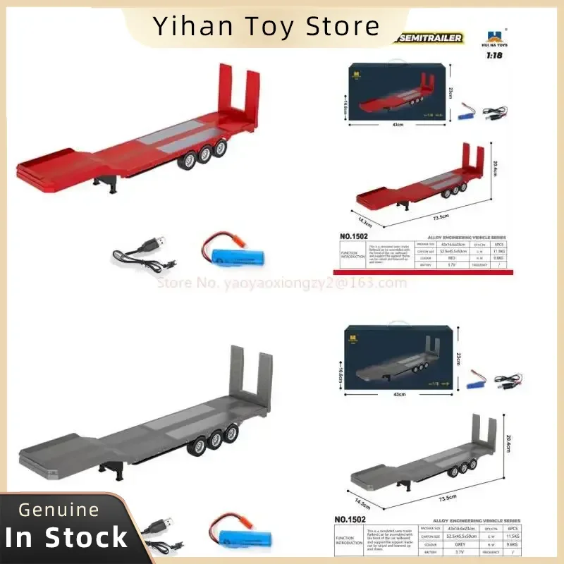 Car Toys Huina 1502 Rc Trailer 1/18 Platform Semi Trailer For 1:18 770s Rc Tractor Truck Remote Control Cars Vehicle Hobby Model