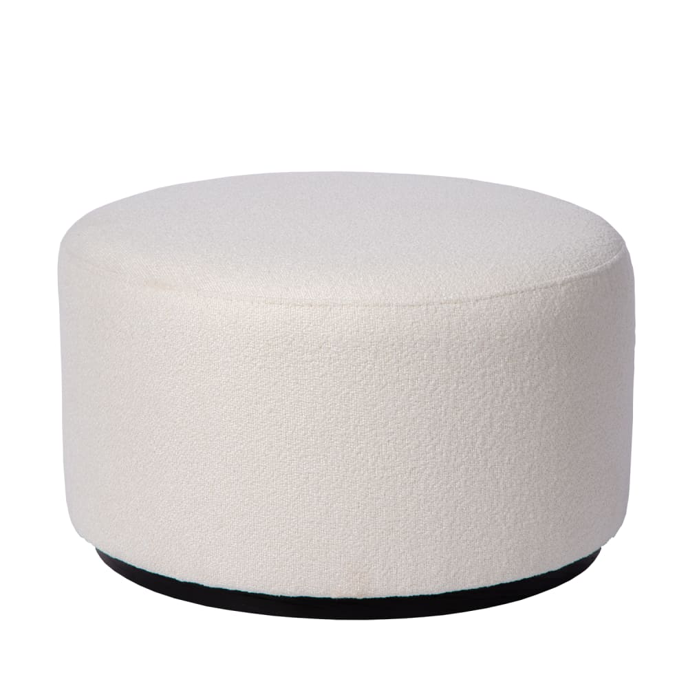 Tabouret rond en tissu bouclé blanc ivoire, 60 x 35 cm